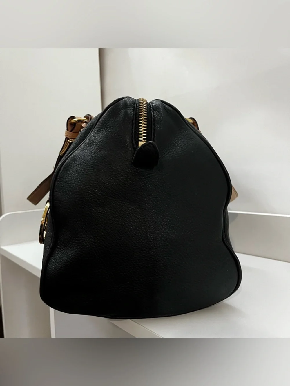 MICHAEL KORS Black Y2K Leather Boston Speedy Jet Set Handbag Tote